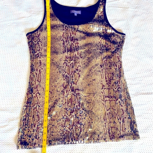 Vivienne Tam Black Textured Sequin Animal Print Tank Top Size Medium - Picture 6 of 7